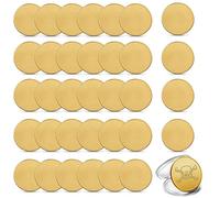 Yinkin Lot de 30 pièces vierges pour gravure - 40 mm - Avec boîte de protection en acrylique - Gravure au laser - Pour loisirs créatifs - Fournitures de collection (doré, laiton), Laiton Acrylique,