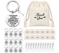 Yinkin Lot de 36 cadeaux de remerciement pour employés avec porte-clés avec cordon de serrage, blanc, environ 3 cm