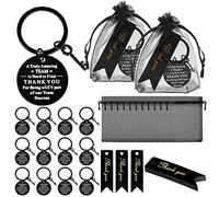 Yinkin Lot de 36 porte-clés de remerciement avec sacs en organza et cartes de remerciement (noir)