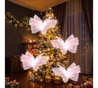 Yinkin Lot de 4 grandes décorations de Noël en forme de papillon à LED 3D | Mariposas Grandes Para Decoracion, Papillons à Suspendre Géant, Décoration Murale Lumineuse pour Noël, Mariage Anniversaire
