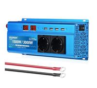 Yinleader Convertisseur 12V 220V Pur Sinus 1500W 3000W Convertisseur de Tension Pur Sinus LED | 2 Prises de Courant et 4 USB