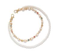 YiNLuax Chaîne de fleurs élégante et robuste en métal avec perles et strass - Portable - Pour les loisirs ou les fêtes - Portez des bijoux en jean pour femme