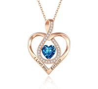 YiNLuax Élégant collier en alliage avec pendentif en pierre de naissance du zodiaque - Bijou de charme en forme de cœur - Longueur réglable - Accessoire de fête