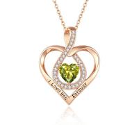 YiNLuax Élégant collier en alliage avec pendentif en pierre de naissance du zodiaque - Bijou de charme en forme de cœur - Longueur réglable - Accessoire de fête