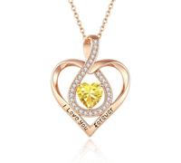 YiNLuax Élégant collier en alliage avec pendentif en pierre de naissance du zodiaque - Bijou de charme en forme de cœur - Longueur réglable - Accessoire de fête