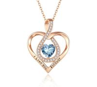 YiNLuax Élégant collier en alliage avec pendentif en pierre de naissance du zodiaque - Bijou de charme en forme de cœur - Longueur réglable - Accessoire de fête