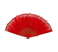 YiNLuax Éventail pliable à plumes style années 1920 avec motifs en dentelle pour mariages, Halloween, événements à thème, spectacles de danse