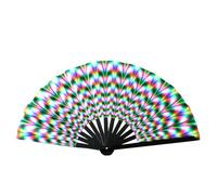 YiNLuax Grand éventail pliable en bambou pour raves fêtes, festivals, discothèques, design fluorescent réactif pour la musique