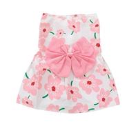 YiNLuax Jupe à imprimé floral pour petits chiens et chats - Robe printanière avec nœud papillon pour fille