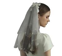 YiNLuax Romance Pearls Decors Bridal Veils With Hair Clip Breathable Sheer Double Layer Wedding For Ceremony Photo Essential Wedding