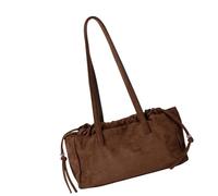 YiNLuax Sac à bandoulière élégant rétro en daim doux au design rétro Sac à main de travail pour femme Tenue décontractée Sac à main souple, café, One Size