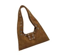 YiNLuax Sac à bandoulière en daim synthétique pour femme avec fermeture éclair, marron, One Size