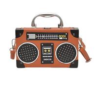 YiNLuax Sac à bandoulière en forme de radio pour femme en cuir synthétique avec bande en forme de ruban adhésif - Sac à main de soirée - Sac à bandoulière en cuir synthétique - Sac à bandoulière en