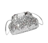 YiNLuax Sac à bandoulière moderne sous les bras avec compartiments structurés et surfaces scintillantes, parfait pour les réunions d'affaires ou les réunions sociales, Argenté., One Size