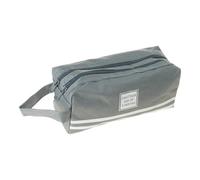 YiNLuax Trousse multifonction de grande capacité, double couche, grands compartiments, pochette à stylos en toile, gris foncé, 20cm x 15cm x 1cm