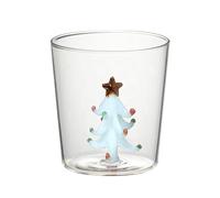 YiNLuax Verre à boire 3D avec figurine d'arbre de Noël à l'intérieur sans pied pour vin, eau, lait, gobelet à boire en verre décoré d'arbre de Noël