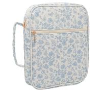 Yinluluna Housse de protection de la Bible pour femme, grand sac de rangement à motif floral avec poignée et poche à fermeture éclair, sac fourre-tout matelassé en coton pour fournitures d'étude