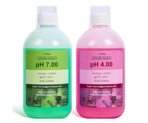 YINMIK Solution d'étalonnage du pH, Solution Tampon d'étalonnage du pH 4,00 et 7,00, Chaque Liquide d'étalonnage du pH de 500 ml pour Tous les Testeurs de pH, Kit Solution Tampon d'étalonnage du pH