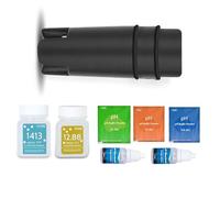 YINMIK Sonde de Mesure 4 en 1 pH, électrode de pH Remplaçable Avec Solution d'étalonnage de 12,88 mS/cm pour Piscine、1413μS/cm Solution d'étalonnage Hydroponique, Kit de Solution de Stockage de pH