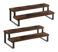 YINMIT Lot de 2 présentoirs en bois à 2 niveaux pour comptoir de cuisine, étagère à épices, étagère de présentation pour parfum, maquillage, figurine, collection de poupées, condiments