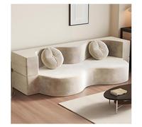 Yinngsop Canapé-lit en Tissu Compressé | Canapé-lit Pliable 2-en-1 | Déploiement en une seconde | 150/200 cm | Sommier rabattable | Housses amovibles et lavables | Accou(blanc,200CM)