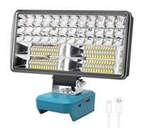 Yinniy Lumière Compatible avec Makita 18V,Lampe de Travail Led Sans Fil 38W 6000Lm Rechargeable Lampe de Poche avec Protection Basse Tension Et Usb,Avec La Route Projecteur Alimenté Par Batterie