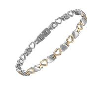 YINOX 316L Bracelet de cheville magnétique pour femme en forme de cœur avec aimants, longueur 24 cm, Acier inoxydable