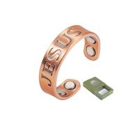 YINOX Bague magnétique ronde en cuivre antique avec inscription Jésus - Redimensionnable - Pour femme