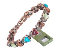 YINOX Bracelet en Cuivre Magnétique en Pierre Colorée pour Femme Bracelet Magnétique Haute Résistance avec Coffret Cadeau Exquis Convient pour Cadeau (A)