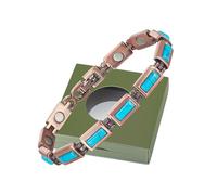 YINOX Bracelet en cuivre magnétique pour femme avec incrustation de turquoise turque avec 12 aimants néodyme - fer - bore et Boîte cadeau haut de gamme (19cm)