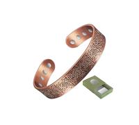 YINOX Bracelet en cuivre pour Hommes, Bijoux magnétiques en cuivre Pur, Bracelet à Boutons de Manchette Ouvert avec Taille réglable, Coffret Cadeau Inclus (C)