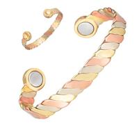 YINOX Bracelet en cuivre super magnétique pour femme classique indien avec 2 aimants NdFeB surdimensionnés et boîte cadeau de haute qualité (6,5 pouces)