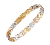 YINOX Bracelet magnétique en acier inoxydable pour femme, élégant bracelet magnétique doré avec aimant haute résistance et boîte cadeau (E)