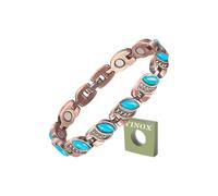 YINOX Bracelet Magnétique en Cuivre et Turquoise Naturelle - Avec Aimants pour Sœur, Épouse, Mère - Cadeau pour Femme (18,5 cm)