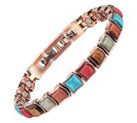 YINOX Bracelet magnétique en cuivre pour femme avec turquoise turque colorée, comprend des maillons supplémentaires et une boîte cadeau
