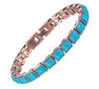 YINOX Bracelet magnétique en cuivre pour femme avec turquoise turque, comprend des maillons supplémentaires et une boîte cadeau