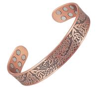 YINOX Bracelet magnétique en cuivre pur pour hommes et femmes, 10 aimants, type ouvert, taille librement réglable, coffret cadeau inclus