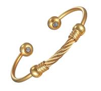 YINOX Bracelet magnétique en cuivre super puissant pour homme et femme, bracelet ouvert classique fait à la main, comprend 4 aimants NdFeB et un coffret cadeau (16,5 cm) (doré)