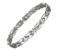 YINOX Bracelet magnétique pour femme en acier inoxydable avec 9 aimants NdFeB et boîte cadeau (20,5 cm) (A)