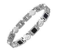 YINOX Bracelet magnétique super puissant pour femme, bracelet magnétique en acier inoxydable, bracelet en oxyde de zirconium pour femme, comprend 8 aimants NdFeB et boîte cadeau (20 cm) (B)