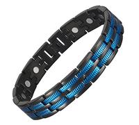 YINOX Bracelet magnétique super puissant pour homme, bracelet magnétique en acier inoxydable, bracelet bleu pour homme, comprend 16 aimants NdFeB et un coffret cadeau (21 cm)