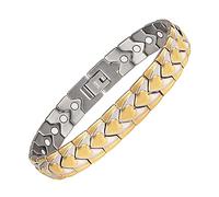 YINOX Bracelet magnétique super puissant pour homme, bracelet magnétique en acier inoxydable, bracelet doré pour homme, comprend 12 aimants NdFeB et un coffret cadeau (21 cm)