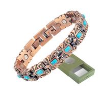 YINOX Bracelet pour femme super magnétique en acier inoxydable turquoise avec 12 aimants NdFeB et boîte cadeau de haute qualité (21 cm), 21 cm