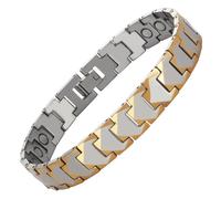 YINOX Bracelet pour homme super magnétique en acier tungstène doré avec 22 aimants NdFeB et coffret cadeau de qualité supérieure (21,5 cm)