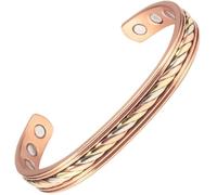 YINOX Bracelet tressé magnétique en cuivre avec 8 aimants, 16,5 cm / 10 mm - Bijoux cadeau, bracelet homme femme taille réglable 16,5 cm, 6.5 inches, Cuivre
