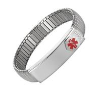 YINOX Medical Alert Bracelet élastique en acier inoxydable unisexe Disponible en différentes tailles en argent et or, 17 cm, Nickel, Pas de pierre