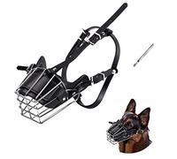 Muselière pour Chien, Panier en Métal pour Le Visage du Chien, Bouche Respirante Laisse en Cuir réglable Convenant aux Grands Chiens de Taille Moyenne (M).