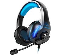 YINSAN Casque Gaming PS4, Casque Gamer avec Micro Anti Bruit Réglable LED Lampe Stéréo Basse, Casque Xbox One pour Nintendo Switch, PC, PS5 Xbox Series X & S (Bleu)