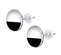 Yinsen Boucles d'oreilles Femme en Argent Sterling 925 Bijoux boucles d'oreilles onyx rondes noires pour hommes femmes cadeaux d'anniversaire saint-valentin - boucles d'oreilles hypoallergéniques