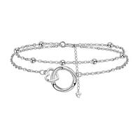 Yinsen Bracelet Coeur Femme en Argent Sterling 925 - Réglable, Rond - Bijoux Cadeaux Anniversaire pour Femmes, Maman, Fille
